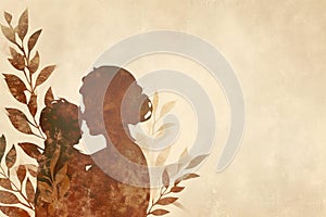 Artistic mother-child silhouette with an abstract background