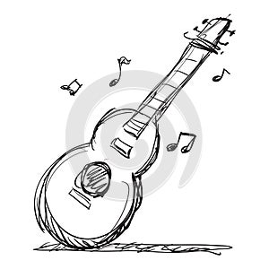 Music Guitar Doodle Sketch Vector Illustration
