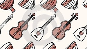 Artistic Musical Instruments Seamless Pattern, Creative Melody, vector design Generative AI