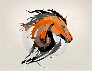 Artistic Orange Horse Silhouette on Safari Background