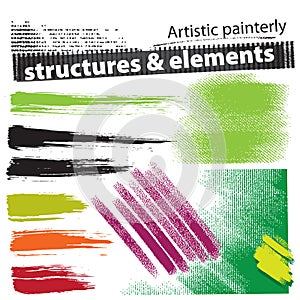 Artistic painterly grunge design elements (set)
