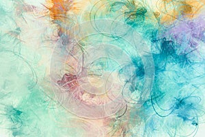 Artistic painting background.  Random paint brushstrokes in pastel colors. Multicolor pattern. Contemporary 2d illustration