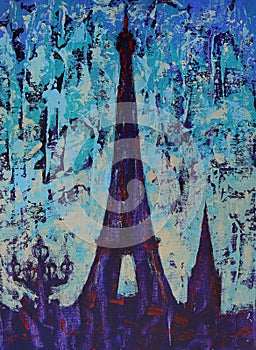 Artistic painting of the Eiffel Tower