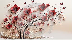 Artistic Paper Crafted Floral Display on Neutral Backdrop wallpaper