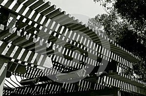 Wooden roof shadow patterns, UCSD photo