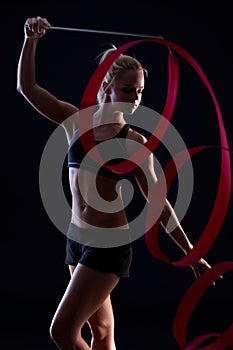 Artistic photo of rhytmic gymnastics