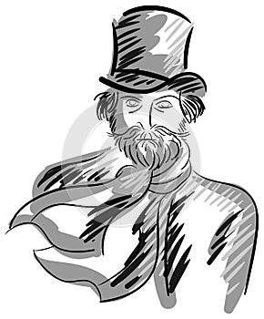 Artistic portrait of Giuseppe Verdi photo