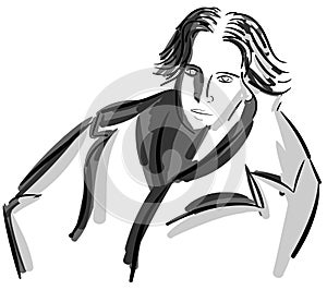 Artistic portrait of Oscar Wilde isolated photo