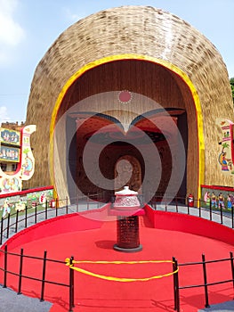 Artistic  puja pandel decorated with red carpet