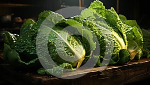 Artistic recreation of a still life of romaine lettuces. Illustration AI