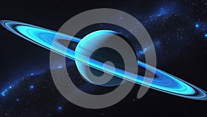 Blue Ringed Planet in Deep Space