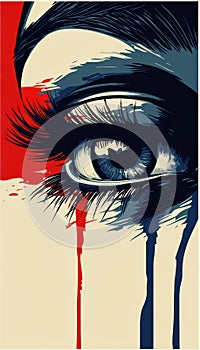 Artistic rendering of a woman's eye with vibrant colors highlighting emotion and beauty photo