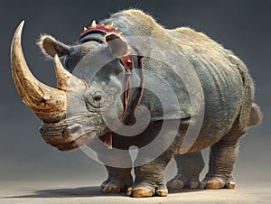An artistic representation of the critically endangered Javan rhinoceros photo