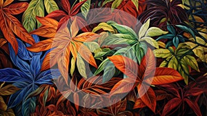 Artistic Representation Of Fall Foliage In Rich Warm Hues. Generative AI