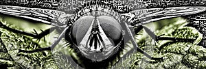 Artistic representation of fly on textured surface photo
