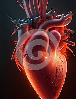 Artistic representation of the human heart. AI Generated