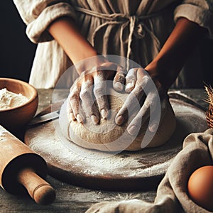 artistic representation of kneading flour, which expresses creativity