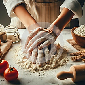 artistic representation of kneading flour, which expresses creativity