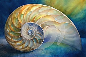 a painting of a nauti shell