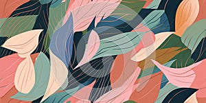 Artistic seamless pattern with abstract leaves. Modern design