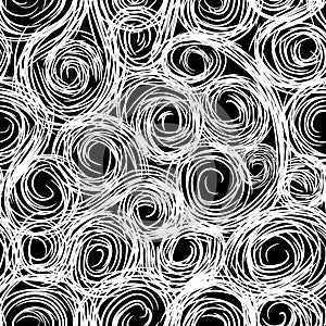 Artistic seamless pattern with drawn swil lines. Abstract organic shape repeatable texture. Loop line background