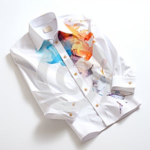 Artistic Shirt With Colorful Explosions On White Background