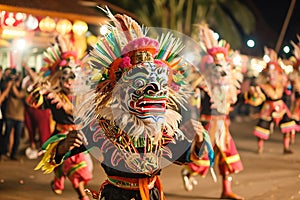 Artistic shots of traditional performances and entertainment at the night market in Asia