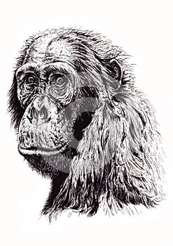Artistic sketch of ape