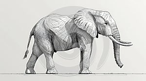 Artistic Sketch of an Elephant in Minimalistic Style with Intricate Linework Detail photo