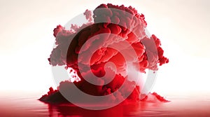 Artistic slow-motion animation of red ink explosion in water, creating a vibrant and dynamic abstract visual motion \'4k