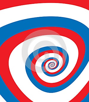 Artistic spiral shape. Vector drawing Russian flag colors