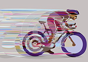 Artistic stylized racing cyclist in motion.