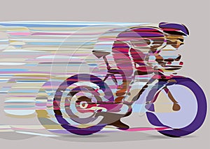 Artistic stylized racing cyclist in motion. photo