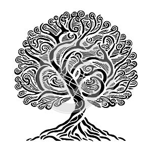 Artistic Swirly Ornamental Bushy Tree Graphic