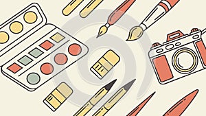 Artistic Tools & Photography Seamless Pattern, vector design Generative AI