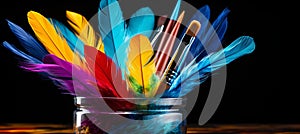 Artistic tools a vibrant mix of paintbrushes, pencils, and sculpting tools igniting creativity