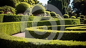 Artistic Topiary Garden with Pruned Hedges