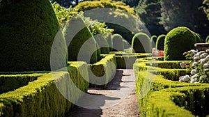 Artistic Topiary Garden with Pruned Hedges