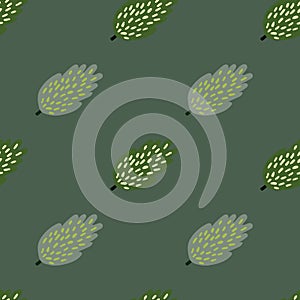 Artistic tree and foliage illustration in a repeating pattern