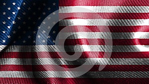 Artistic United States fabric flag, USA waving fabric flag.