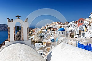 The artistic village of Oia on the Greek island Santorini, Cyclades, Greece