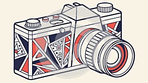 Artistic Vintage Camera with Unique Geometric Pattern Design, vector design Generative AI