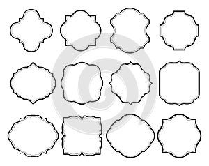 Artistic vintage ornamental frame border decoration collection on white background. Pictogram, icon set illustration