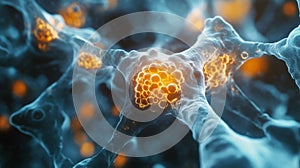 Artistic Visualization of Osteocytes Interacting in Cellular Environment