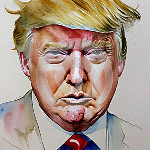 Artistic watercolor portrait of Donald Trump, High Definition 3840x3840, AI Generated