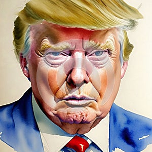 Artistic watercolor portrait of Donald Trump, High Definition 3840x3840, AI Generated