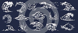 Artistic wave illustrations in various styles