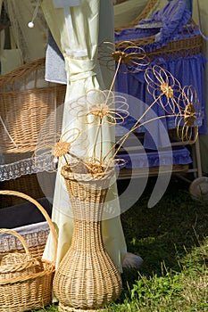 Artistic wickerwork willow. A large vase for flowers. designer j