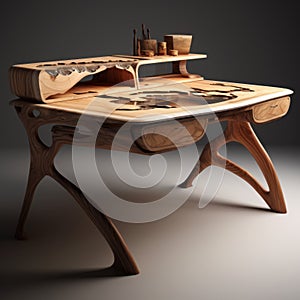 Artistic Wooden Desk With Unique Design - Create Iterations