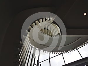 artistically circular staircase hotel building